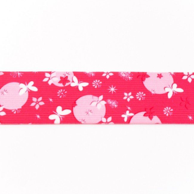 Ozdobná guma ružovej farby s motýlikmi 4 cm 10357