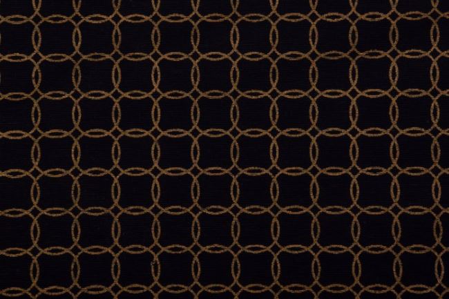 Dekoračná látka v čiernej farbe s kruhmi 1290/060