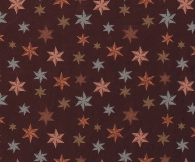 Vianočná bavlnená látka v tmavo hnedej farbe 18702/055