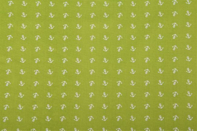 Bavlna v zelenej farbe s bielymi kotvičkami 9304/03