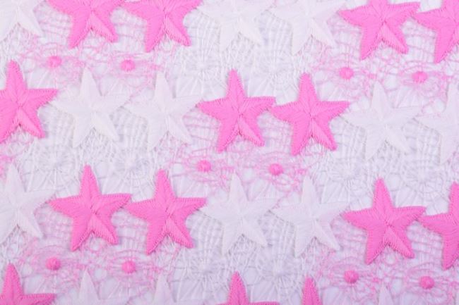 Čipka s tkaným vzorom ružových hviezd 5895/050-04