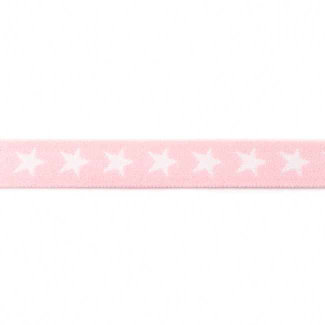 Bielizňová guma o šírke 20 mm v ružovej farbe s motívom hviezd 177R-40629