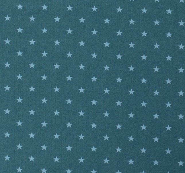 Bavlnený úplet v petrolejovej farbe s potlačou hviezdičiek 11802/024
