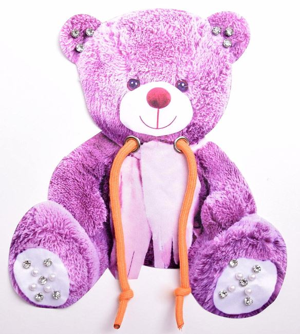 Nášivka vo fialovej farbe v tvare medvedíka FU003