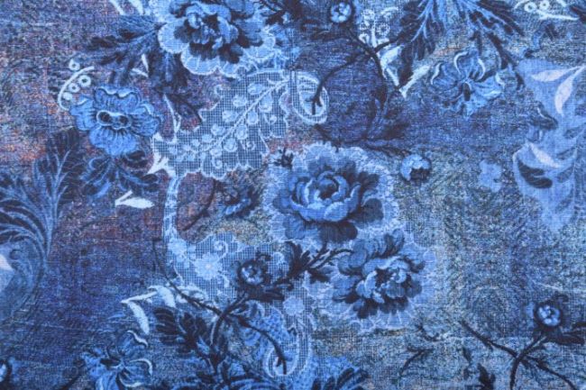 Punto di Roma s kvetinovým vzorom v modrej farbe 13351/695