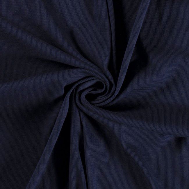 Rebrovovaný bavlnený úplet v tmavo modrej farbe 16552/008