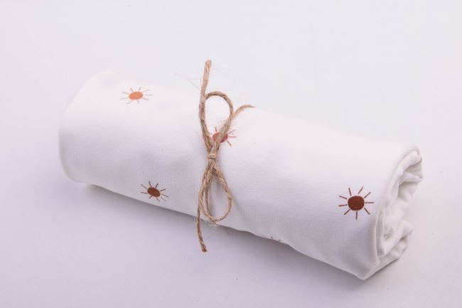 Rolička bavlneného úpletu v smotanovej farbe s potlačou slnieček RO18471/051