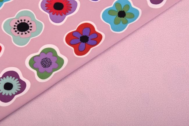 Softshell v staroružovej farbe s potlačou kvetín 2400/012