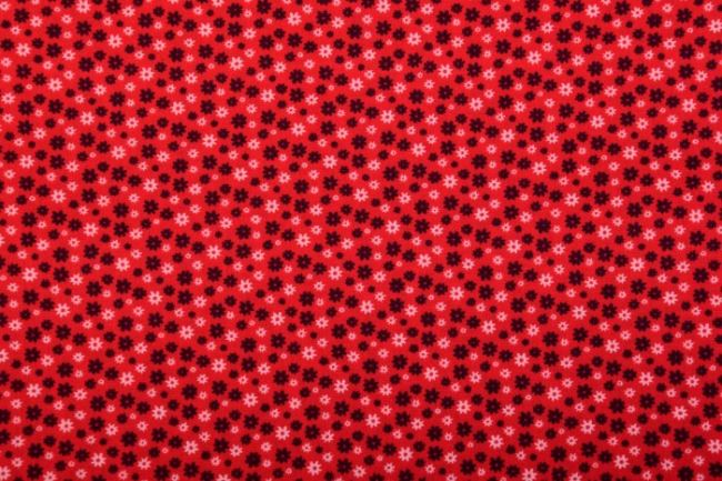Červená bavlnená látka s potlačou drobných kvetov 128.747.3005
