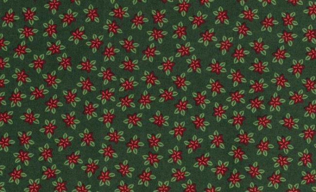 Vianočná látka z bavlny v zelenej farbe s potlačou vianočnej hviezdy 16718/028