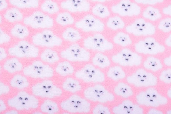 Wellness fleece v ružovej farbe s motívom mráčikov 10225/011