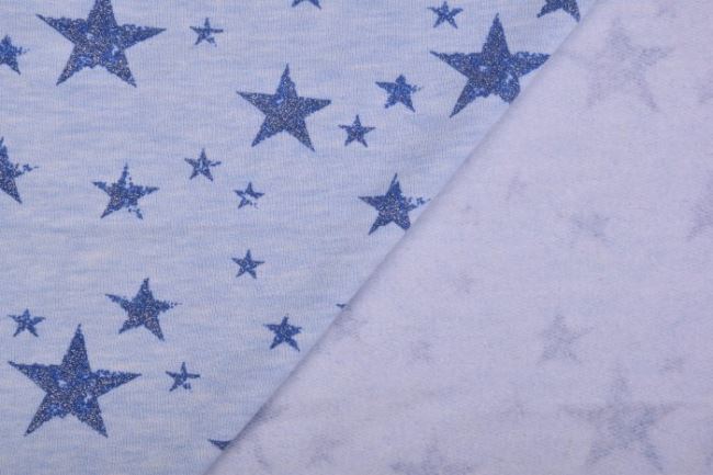Teplákovina s potlačou trblietavých modrých hviezd 13858/631