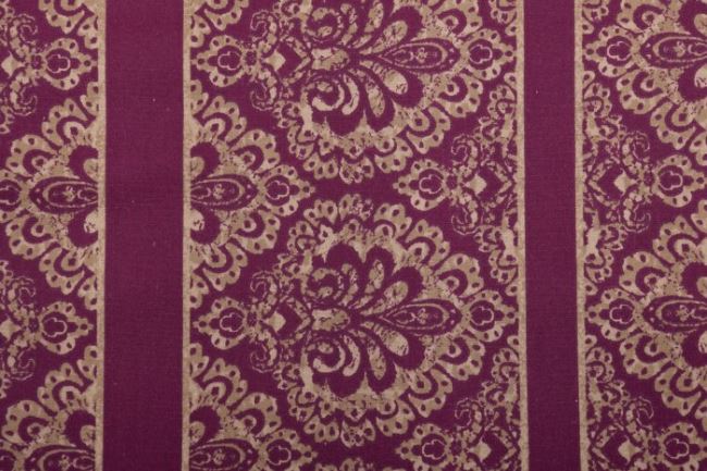 Americká bavlna na patchwork vo fialovej farbe s ornamentmi 199PYOPM/17