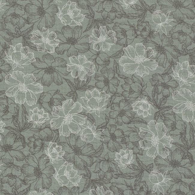 Mušelín v mentolovej farbe s potlačou kvetov 19298/022