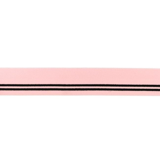 Bielizňová guma o šírke 30 mm v ružovej farbe s čiernym pruhom 453R-32187