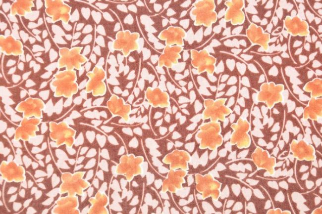 Americká bavlna na patchwork s hnedými kvetmi 199PYOPM/123