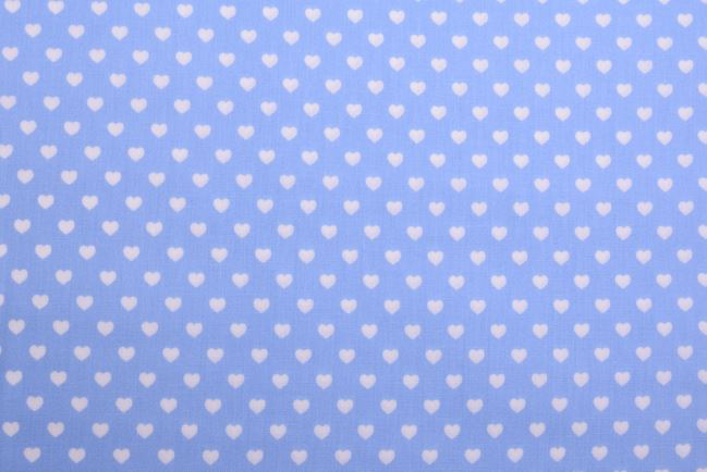 Bavlna v modrej farbe s potlačou srdiečok 01264/002