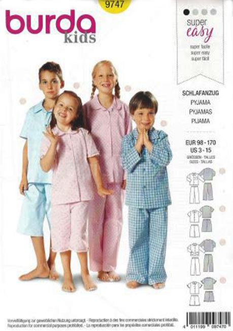 Strih na detské pyžamo 9747