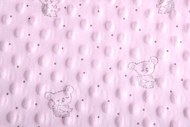 Minky fleece v ružovej farbe s potlačou koaly 15876/092