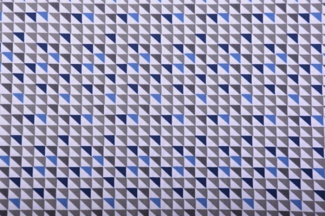 Bavlna so šedo-modrými trojuholníkmi KC0196-011