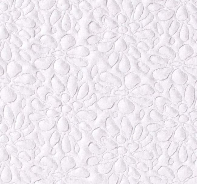 Silnejší úplet v bielej farbe s platickým vzorom kvetín 15305/050
