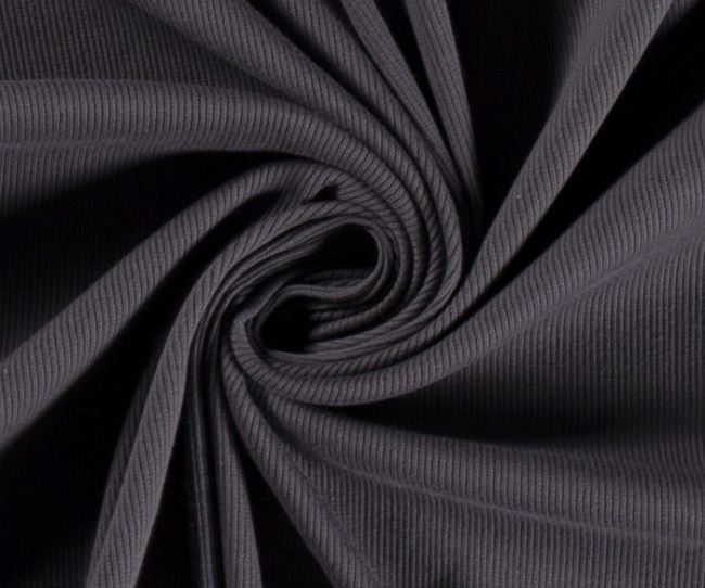Rebrovovaný bavlnený úplet v tmavo šedej farbe 16552/068