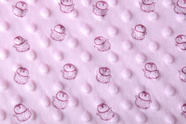 Minky fleece v ružovej farbe s vytlačenými bodkami 131.906/5017