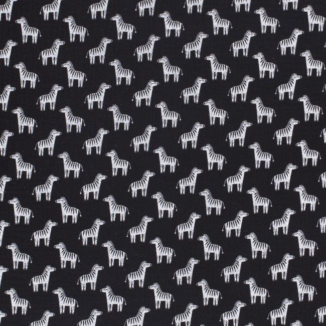 Mušelín v čiernej farbe s potlačou zebry 13051/069