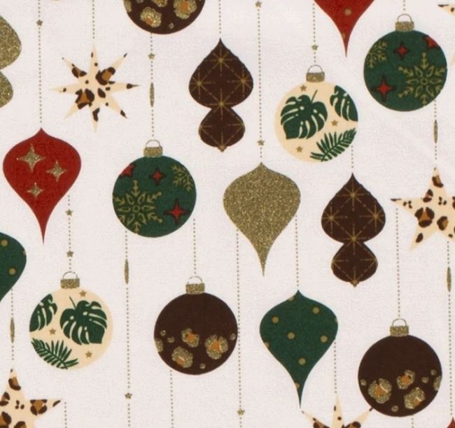 Vianočná bavlnená látka v smotanovej farbe 18706/051