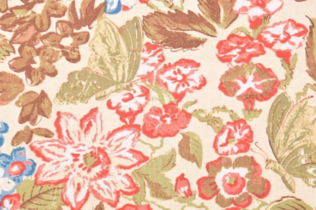 Americká bavlna na patchwork s potlačou kvetín 199PYOPM/112