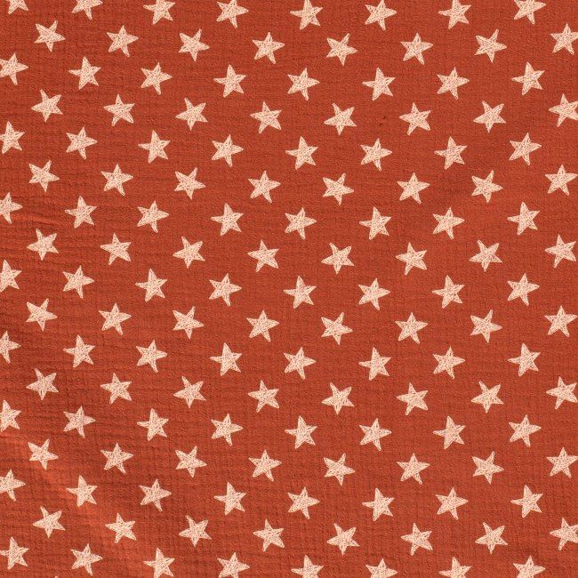 Mušelín v tehlovej farbe s hviezdami 15514/156