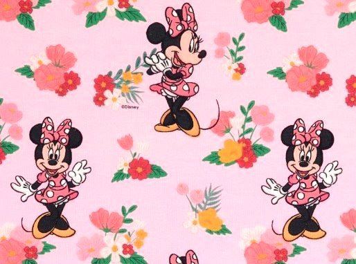 Bavlnený úplet v ružovej farbe s potlačou Minnie Mouse 133093.0801
