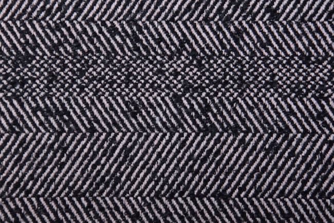 Kabátová vlnená látka s tkaným vzorom ozdobných pruhov TI412