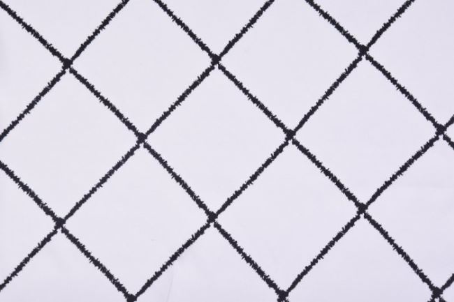 Satén v bielej farbe s geometrickým vzorom I9551/001