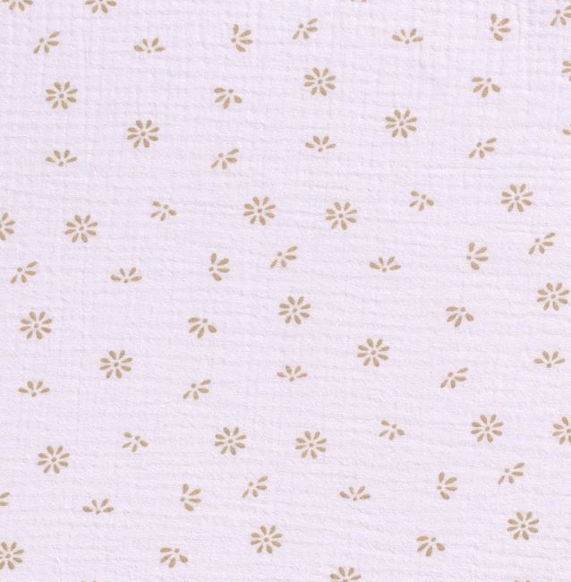 Mušelín v bielej farbe s potlačou kvetov 19293/050