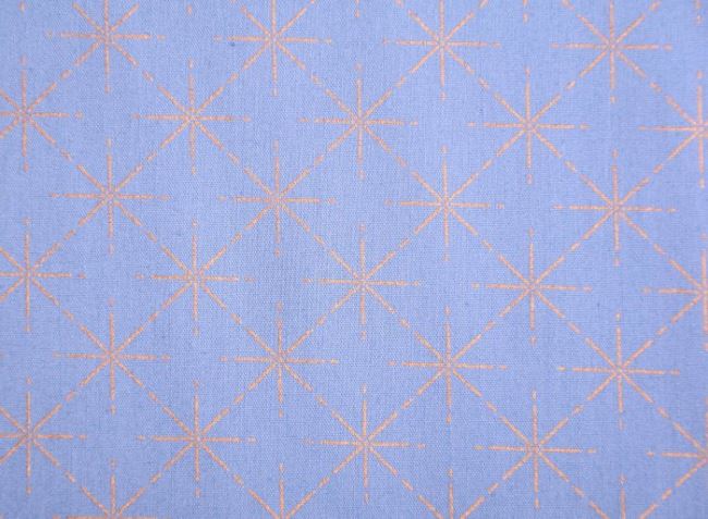 Vianočná látka z bavlny v modrej farbe so zlatými hviezdičkami 16703/006