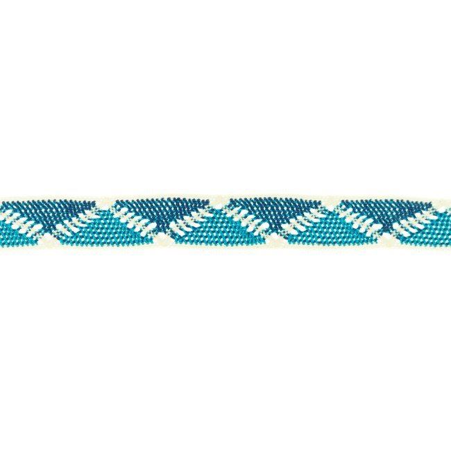 Bavlnená tkaná stuha s cik-cak vzorom v modrej farbe 33203