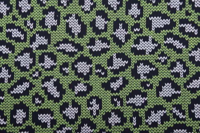 Bavlnený úplet v zelenej farbe s potlačou väzby pleteniny 63545