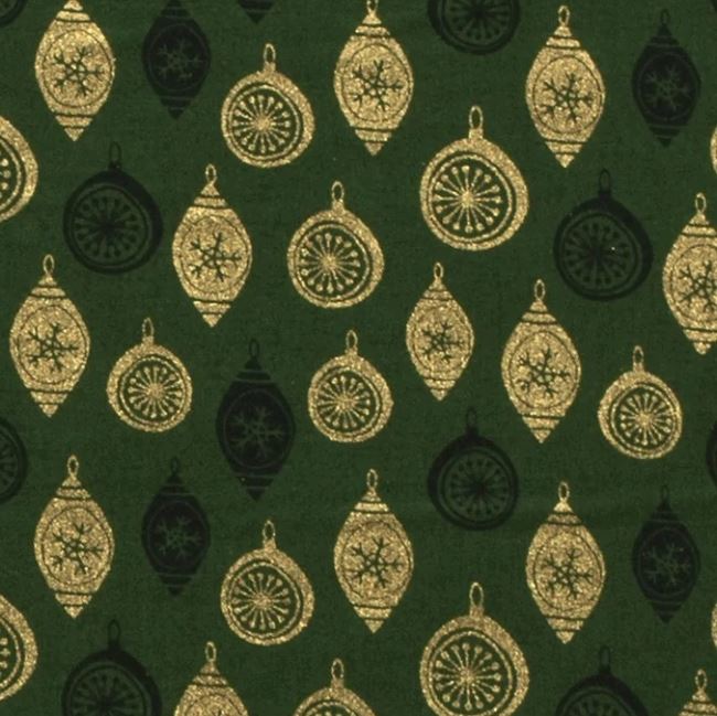 Vianočná bavlnená látka v zelenej farbe 18734/025