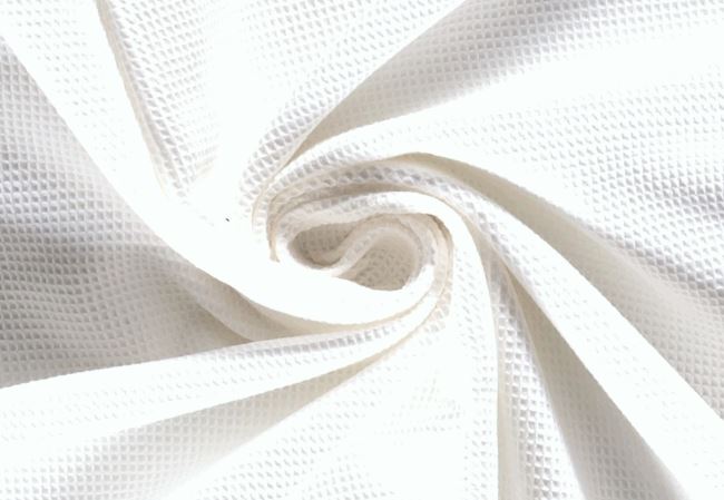 Vaflová bavlnená látka v bielej farbe 02904/050