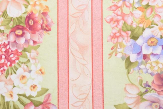 Americká bavlna na patchwork s pruhom s kvetmi 199PYOPM/127