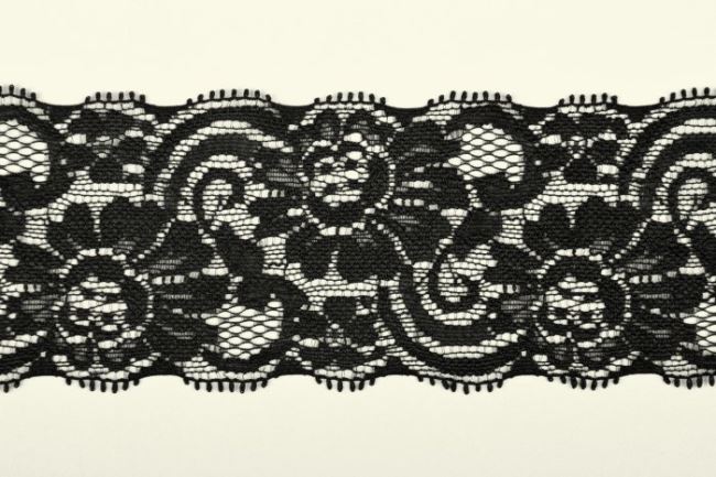 Elastická čipka v čiernej farbe 28859E