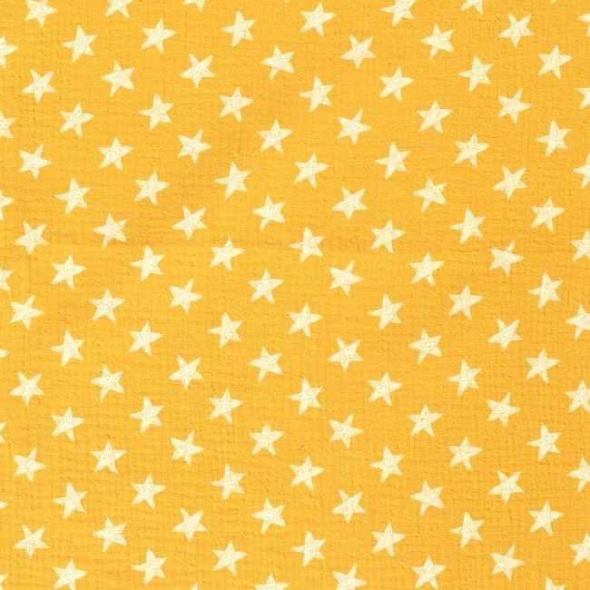 Mušelín v žltej farbe s hviezdami 15514/034