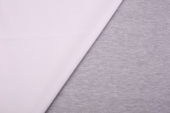 Obojstranná kostýmová látka v kombinácii bielej farby a svetlo šedého melíru 12535/020