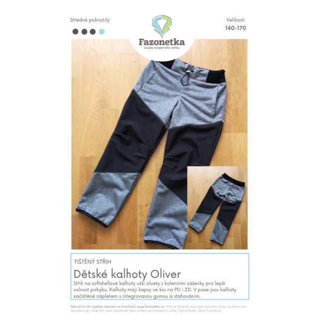 Tlačený strih Fazonetka na softshellové nohavice Oliver vo veľ.140-170 FA071