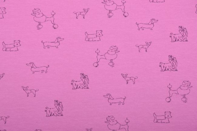 Bavlnený úplet s Oeko-Tex v staroružovej farbe s potlačou psov 132.078/3002