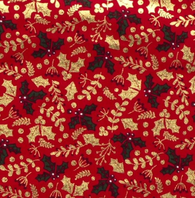Vianočná bavlnená látka v červenej farbe 18729/015