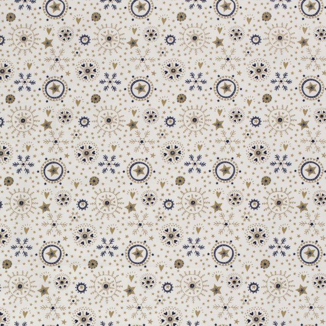 Vianočná látka z bavlny v smotanovej farbe s potlačou hviezd 14714/051