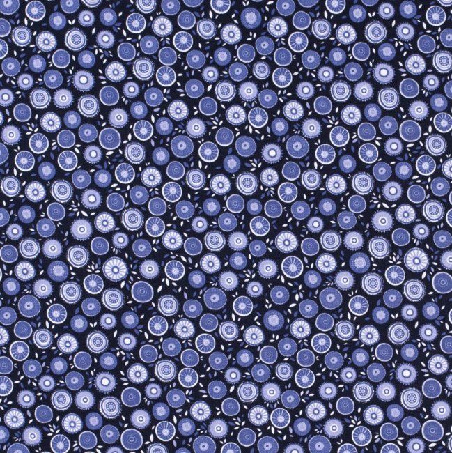 Bavlnený úplet v modrej farbe s potlačou vzorovaných koliesok 12768/005
