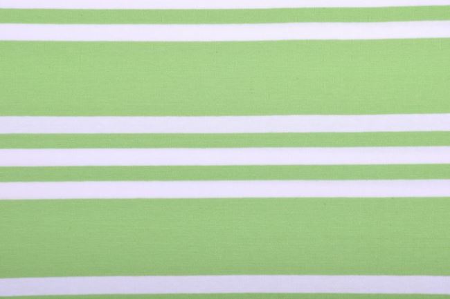 Bavlnený úplet v zelenej farbe s pruhmi 60915